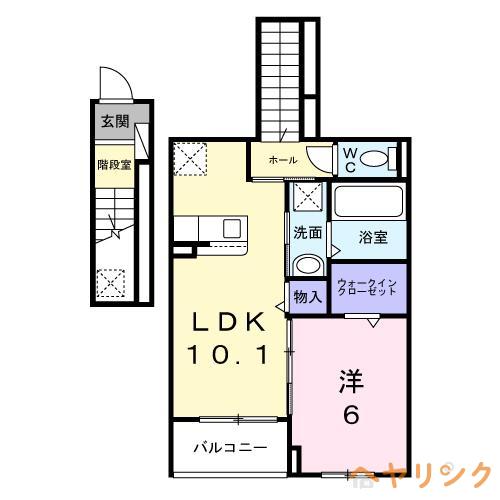 アンソレイユ(1LDK/2階)の間取り写真