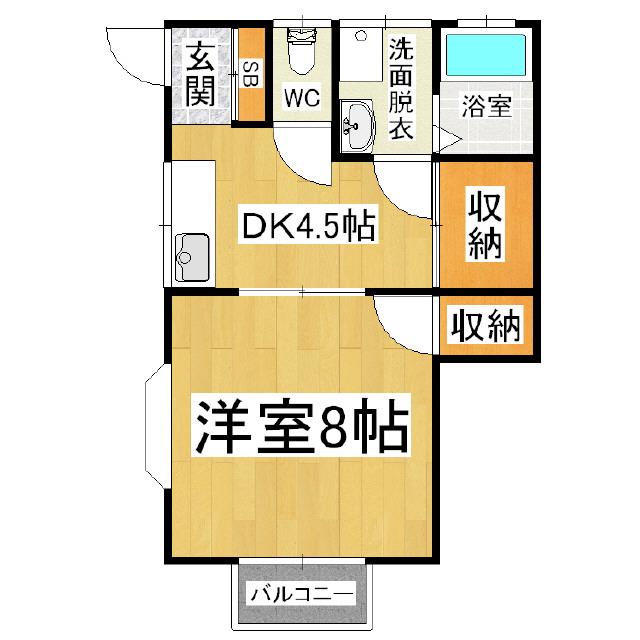 金塚コーポ(1DK/1階)の間取り写真