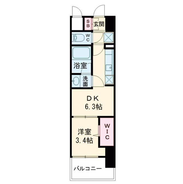 ALIVIS九条(1DK/10階)の間取り写真