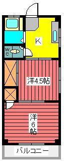 北浦和レジデンス(2K/3階)の間取り写真