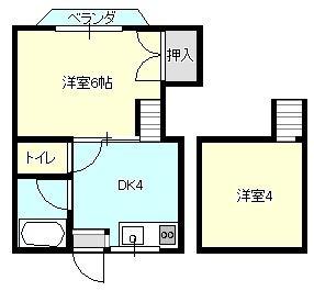 ハイネス21(1DK/2階)の間取り写真