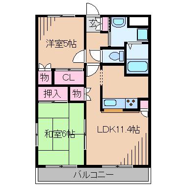 チェリーヒルズ新横浜北(2LDK/1階)の間取り写真