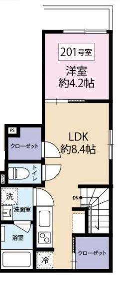 YS中野本町(1LDK/2階)の間取り写真