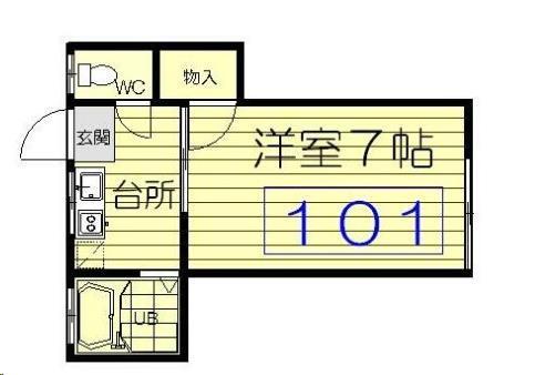 エコールF(1K/1階)の間取り写真