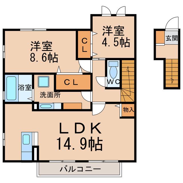 名鉄犬山線 大山寺駅 徒歩22分 2階建 築12年(2LDK/2階)の間取り写真