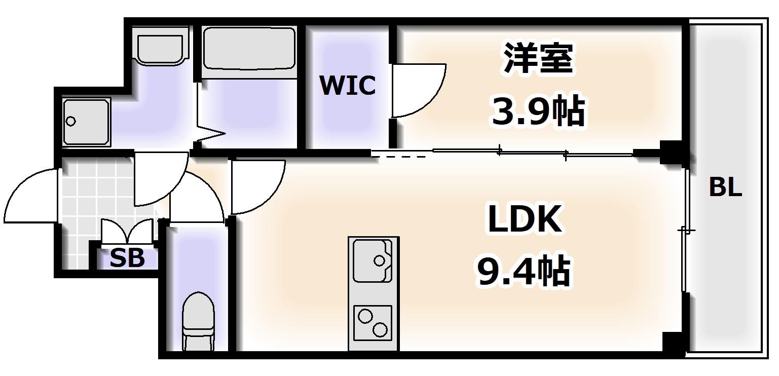 ファステート難波ラグジュ(1LDK/3階)の間取り写真