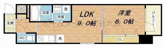プレサンス心斎橋ニスト(1LDK/12階)の間取り写真