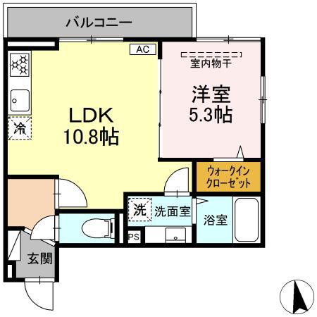 ディー パイナ 小机町(1LDK/2階)の間取り写真