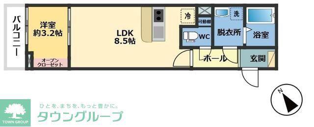 メゾン・ドゥ・アッシュ柏の葉(1LDK/3階)の間取り写真