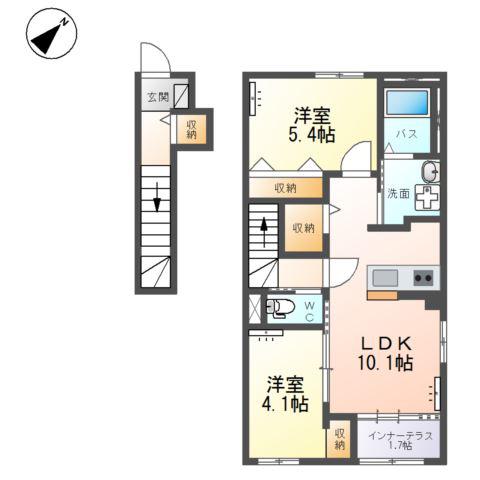 フォレスト アクア(2LDK/2階)の間取り写真
