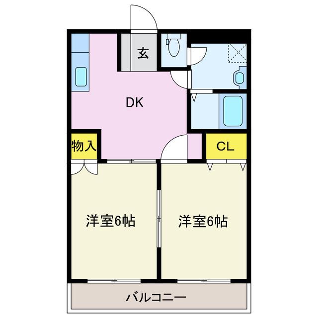 グレイスフルマンション(2DK/2階)の間取り写真
