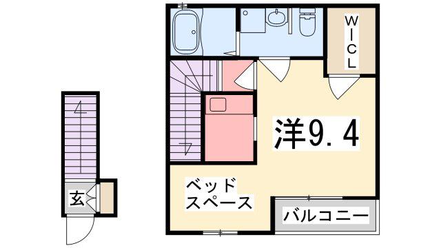 バーン・タイ(1K/1階)の間取り写真