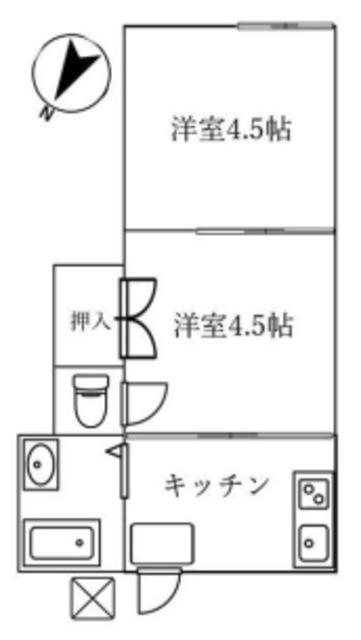 初平ハイツ(2K/2階)の間取り写真