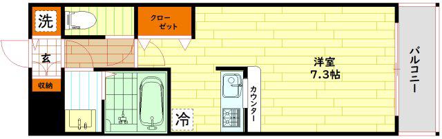 クレアート大阪イースト G4(ワンルーム/5階)の間取り写真