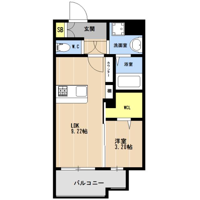LIBTH博多住吉PREMIER(1LDK/6階)の間取り写真