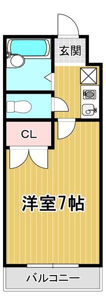 ステューディオ(1K/1階)の間取り写真