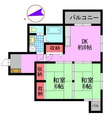 霧ケ丘芙陽グランドマンション(2LDK/3階)の間取り写真