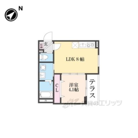 LIX京都桂川(1LDK/1階)の間取り写真
