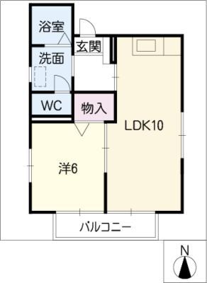 ロイヤル井戸田(1LDK/1階)の間取り写真
