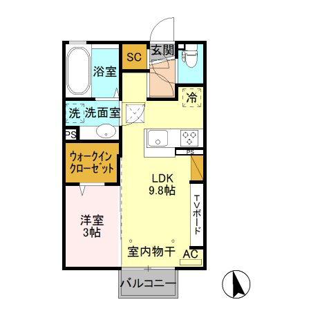 アクシズ(1LDK/1階)の間取り写真