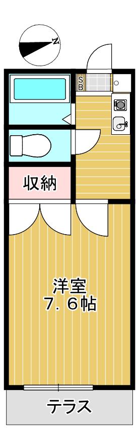 ロアフラット(1K/1階)の間取り写真
