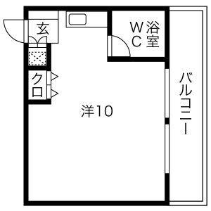 ハイツ水鐘(ワンルーム/4階)の間取り写真