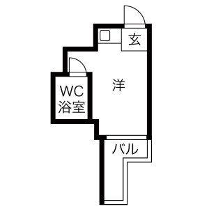 クロンド藤が丘(ワンルーム/2階)の間取り写真