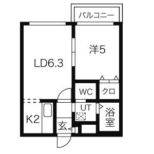 ブランノワールラヴィ(1LDK/2階)の間取り写真
