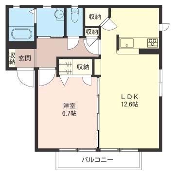 アズールB(1LDK/1階)の間取り写真
