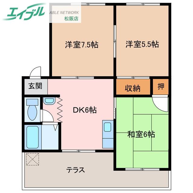 リーベンハイム21(3DK/1階)の間取り写真