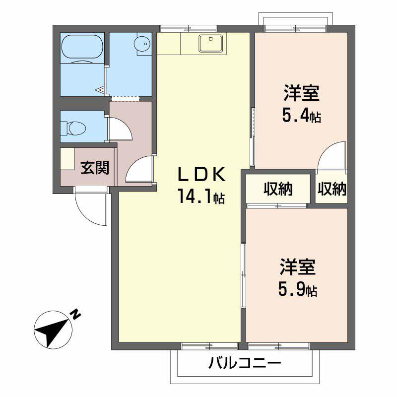 トリコローレ A(2LDK/1階)の間取り写真