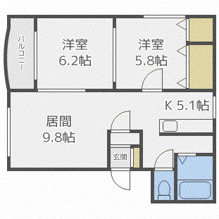 ドエルセルシオ(2LDK/2階)の間取り写真