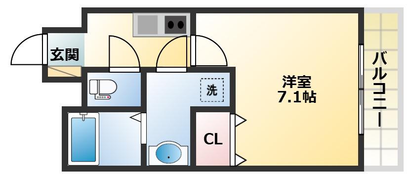 アッシュメゾン加美正覚寺II(1K/2階)の間取り写真