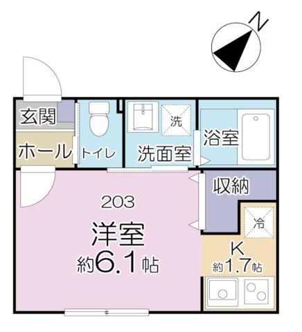 東京メトロ南北線 王子神谷駅 徒歩6分 2階建 築4年(1K/2階)の間取り写真