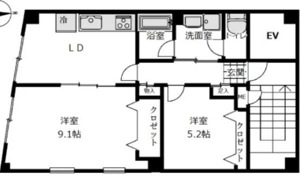 KEN21ビル(2LDK/2階)の間取り写真