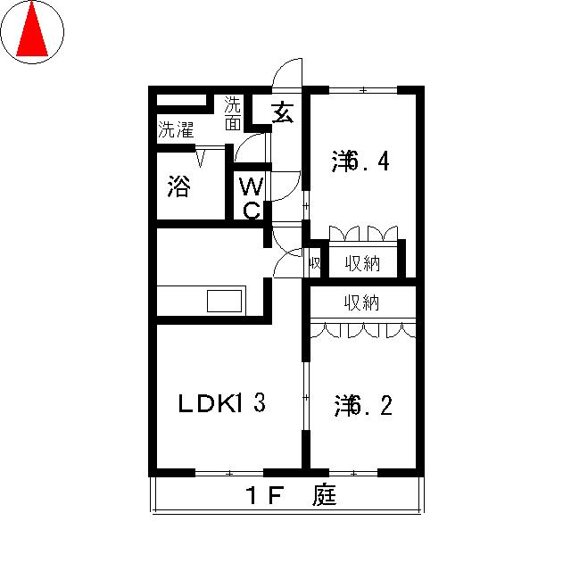 フォレストハイム(2LDK/1階)の間取り写真
