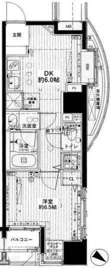 ブロードシティ東京 のあち(1DK/7階)の間取り写真