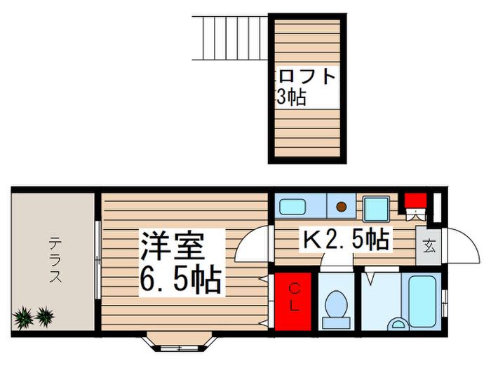 レジデンス津田沼(1K/1階)の間取り写真