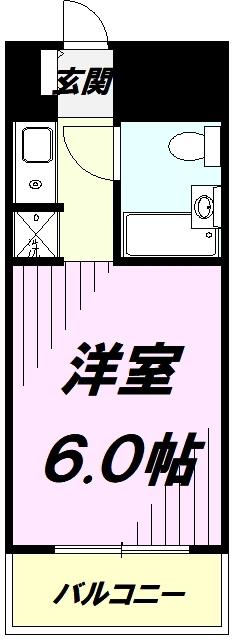 タッシ国立(1K/4階)の間取り写真