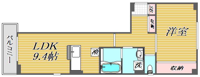 CHARCOAL錦糸町(1LDK/4階)の間取り写真