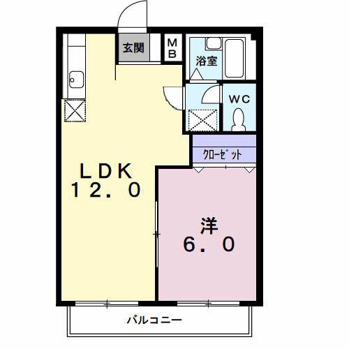 マルアンハイツNO2(1LDK/2階)の間取り写真