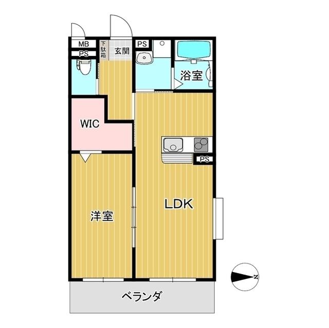 カレント城西(1LDK/2階)の間取り写真