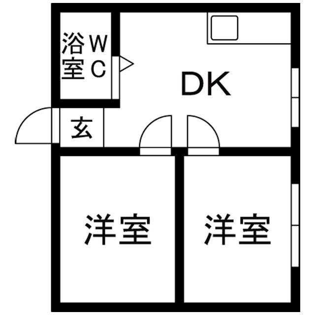 静岡県磐田市 2階建 築21年(2DK/2階)の間取り写真