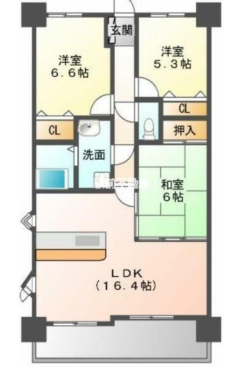 コア倶楽部荒尾(3LDK/8階)の間取り写真