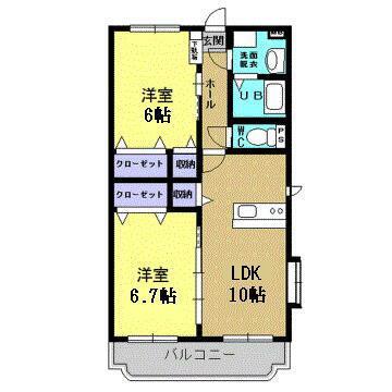 アルジェントシェソワ(2LDK/3階)の間取り写真