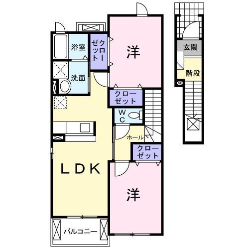 ストリームUB(2LDK/2階)の間取り写真