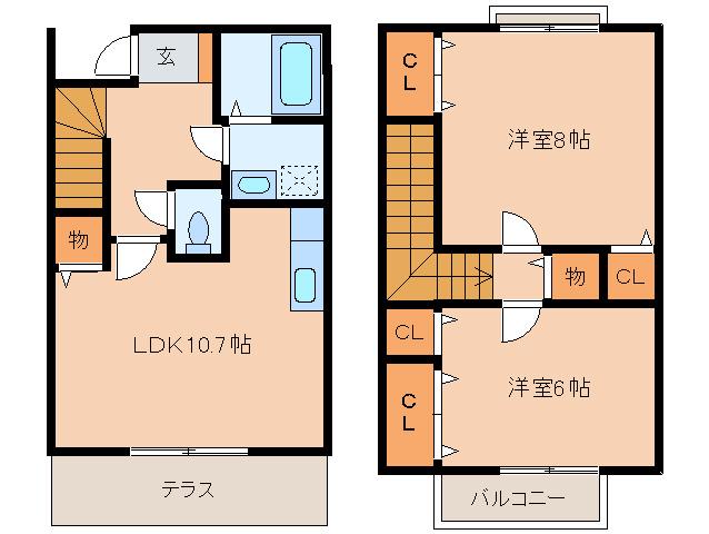 ガーデンコートM(2LDK/1階)の間取り写真