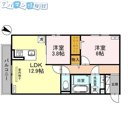 HANANO・SAYUME(2LDK/3階)の間取り写真