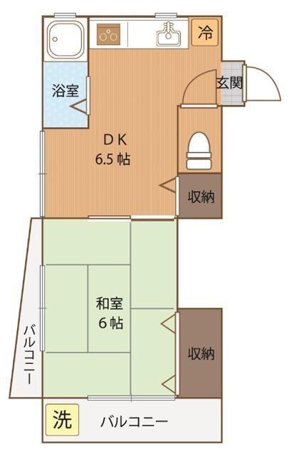 イトーマンション(1DK/2階)の間取り写真