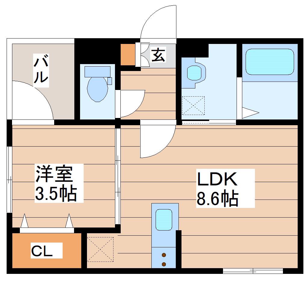ハーモニーテラス中倉IV(1LDK/1階)の間取り写真